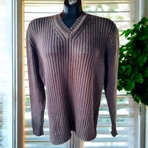 Nautica 100% Merino Wool Knit Ribbed  V-Neck Pullover Sweater Men’s Size XL